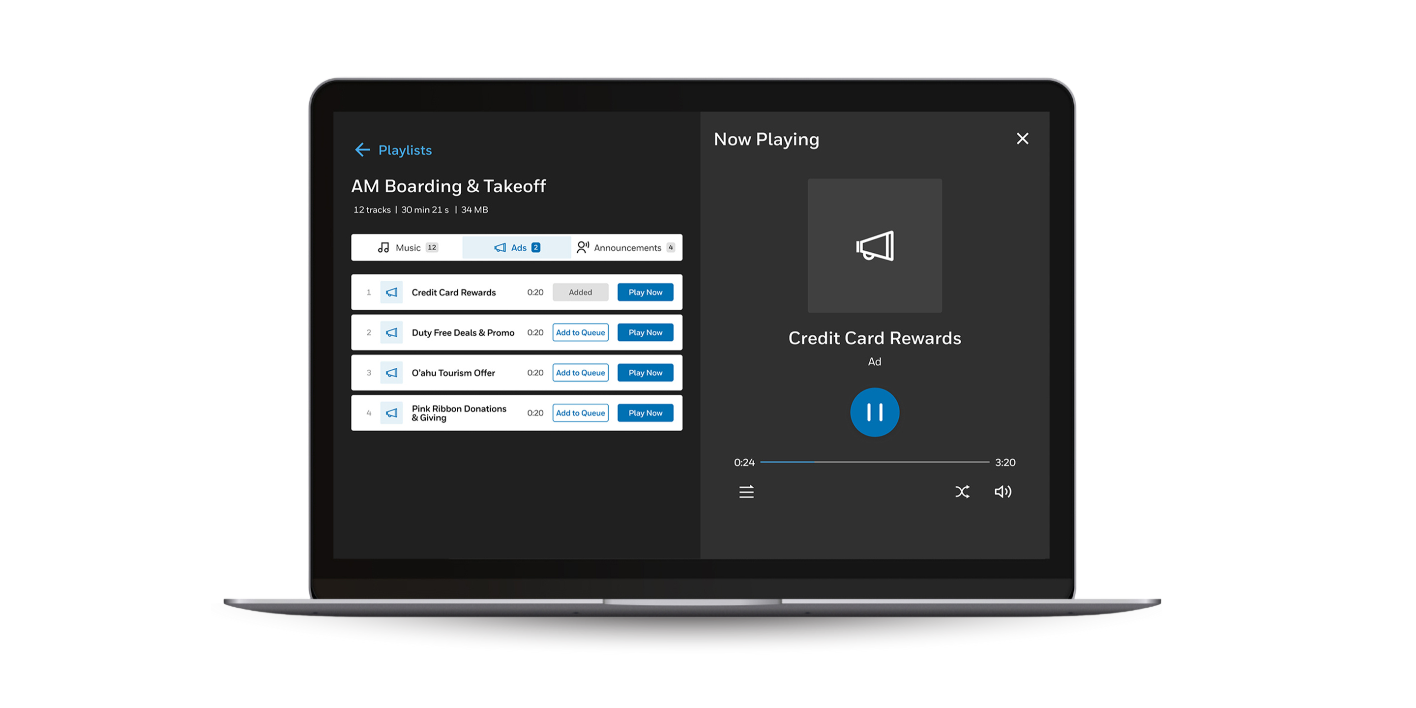 image of a playlist screen playing on a laptop
